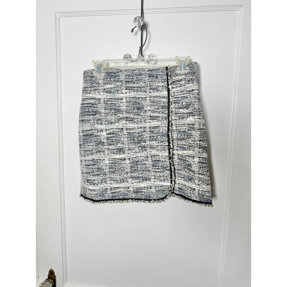 Max Studio Tweed Fringe Pull On Preppy Gossip Girl Mini Skirt Women's Small